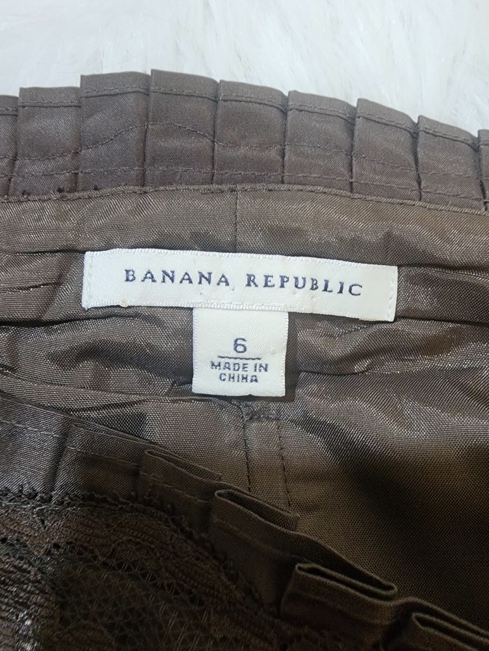 Banana Republic Strapless Chocolate Brown Lace & Pleated Midi Dress Sz 6 - Picture 6 of 7